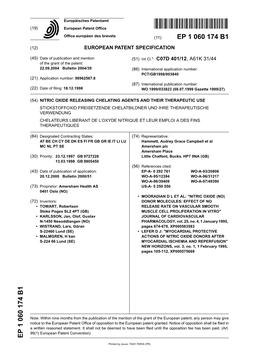 Nitric Oxide Releasing Chelating Agents and Their