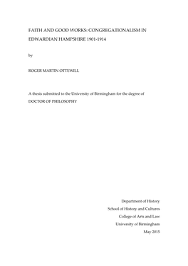 Congregationalism in Edwardian Hampshire 1901-1914
