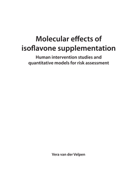 Molecular Effects of Isoflavone Supplementation Human Intervention Studies and Quantitative Models for Risk Assessment