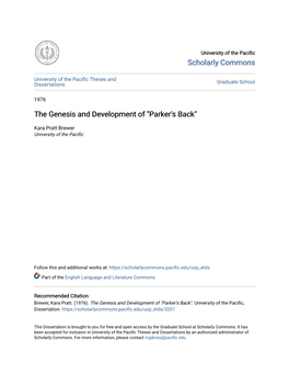The Genesis and Development of "Parker's Back"