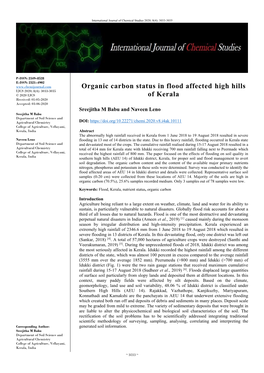 Organic Carbon Status in Flood Affected High Hills of Kerala