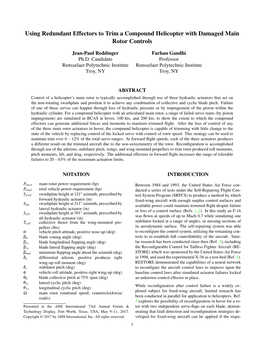 Using Redundant Effectors to Trim a Compound Helicopter with Damaged Main Rotor Controls