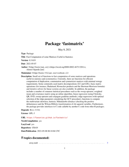 Package 'Fastmatrix'