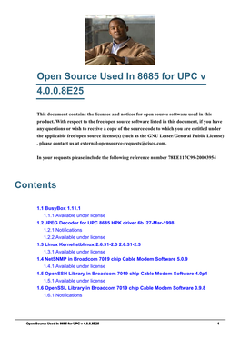 Open Source Used in 8685 for UPC V 4.0.0.8E25