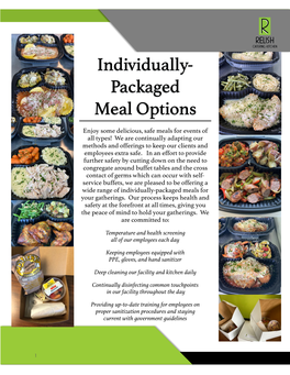 Menu of Individually Packaged Meals