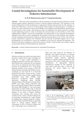 Coastal Investigations for Sustainable Development of Fisheries Infrastructure