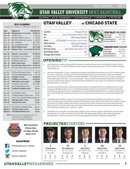 Utah Valley University Men's Basketball Utah Valley(14-7