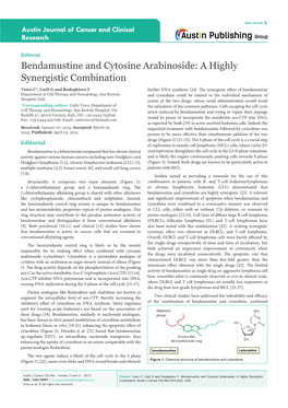 Bendamustine and Cytosine Arabinoside: a Highly Synergistic Combination Visco C*, Carli G and Rodeghiero F Further DNA Synthesis [24]