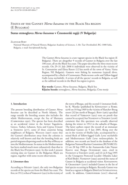 Status of the Gannet Morus Bassanus in the Black Sea Region (E Bulgaria)