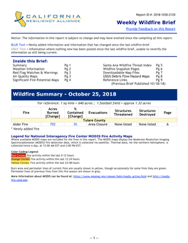 The CRA Weekly Wildfire Brief for October 25, 2018