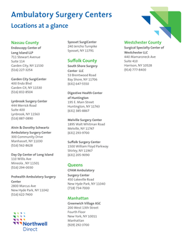 Ambulatory Surgery Centers Locations at a Glance