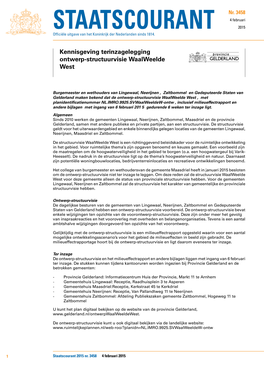 Kennisgeving Terinzagelegging Ontwerp-Structuurvisie Waalweelde West
