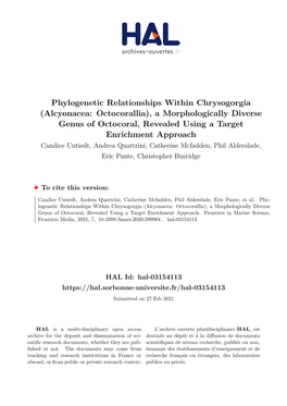 Phylogenetic Relationships Within Chrysogorgia (Alcyonacea