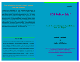 IIDS Policy Brief Socio-Economic Benefits to the Marginalized and Excluded Communities Across the Country