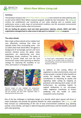 Which Plant Where Living Lab
