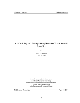 Defining and Transgressing Norms of Black Female Sexuality