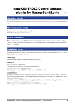 Nanokontrol2 Control Surface Plug-In for Garageband/Logic