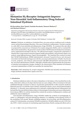 Histamine H2-Receptor Antagonists Improve Non-Steroidal Anti-Inﬂammatory Drug-Induced Intestinal Dysbiosis