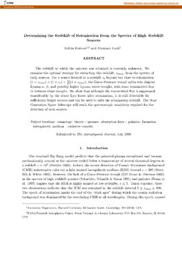 Determining the Redshift of Reionization from the Spectra Of