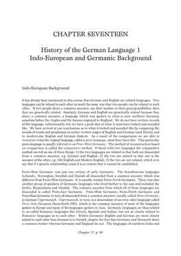CHAPTER SEVENTEEN History of the German Language 1 Indo
