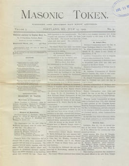 Masonic Token: July 15, 1909