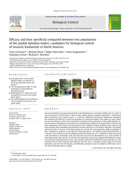 Efficacy and Host Specificity Compared Between Two Populations of The