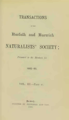 Transactions of the Norfolk and Norwich Naturalists' Society