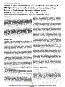 Secretion of Matrix Metalloproteinases and Their