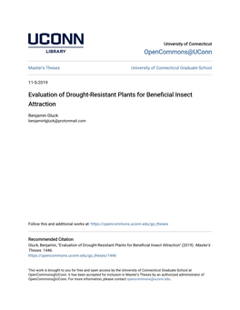 Evaluation of Drought-Resistant Plants for Beneficial Insect Attraction