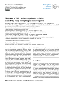 Mitigation of PM2.5 and Ozone Pollution in Delhi: a Sensitivity Study During the Pre-Monsoon Period