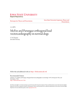 Mcfee and Parungao Orthogonal Lead Vectorcardiography in Normal Dogs C