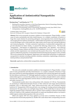 Application of Antimicrobial Nanoparticles in Dentistry