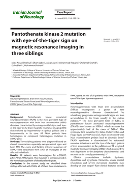 Pantothenate Kinase 2 Mutation with Eye-Of-The