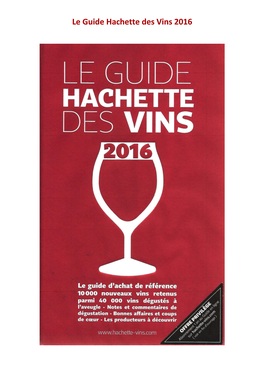 Le Guide Hachette Des Vins 2016