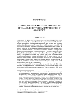 Einstein, Nordström and the Early Demise of Scalar, Lorentz Covariant Theories of Gravitation