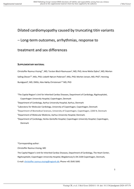 Dilated Cardiomyopathy Caused by Truncating Titin Variants