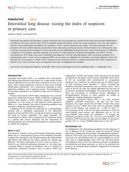 Interstitial Lung Disease—Raising the Index of Suspicion in Primary Care