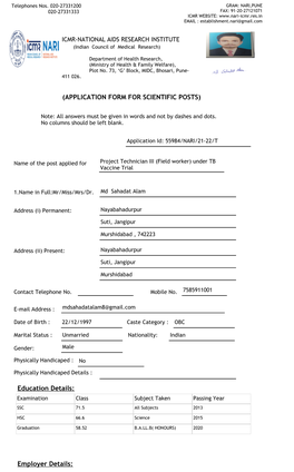 Employer Details: Name Nature of Work Date of Join Date of Leave Salary