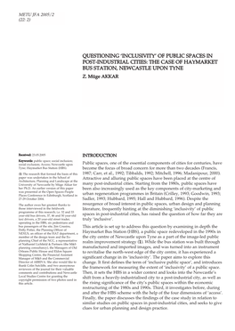 Questioning 'Inclusivity' of Public Spaces in Post-Industrial Cities: the Case of Haymarket Bus Station, Newcastle Upon Tyne
