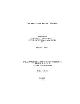 A Dissertation SUBMITTED to the FACULTY of the UNIVERSITY of MINNESOTA BY