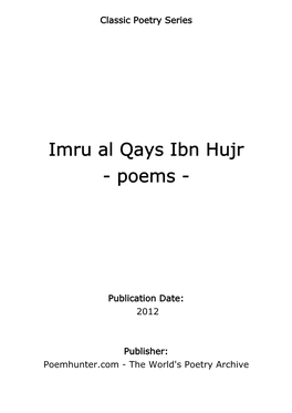 Imru Al Qays Ibn Hujr - Poems