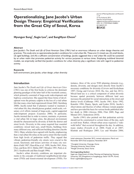 Operationalizing Jane Jacobs's Urban Design Theory: Empirical Verification from the Great City of Seoul, Korea