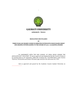 Gauhati University Guwahati ‐ 781014