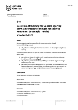 Motiv För Val Av Sträckning För Kapacitetsstark Kollektivtrafik