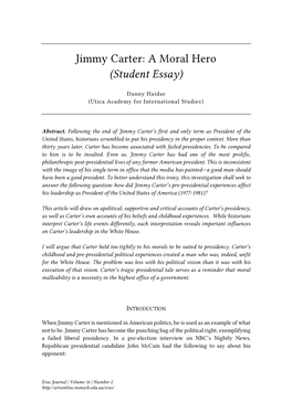 Jimmy Carter: a Moral Hero (Student Essay)