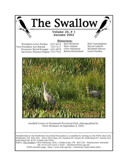 The Swallowswallow Volume 20, # 1 Autumn 2002