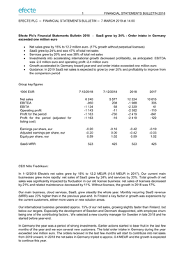 1 Financial Statements Bulletin 2018 Efecte