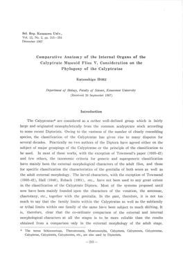 Comparative Anatomy of the Internal Organs of the Calyptrate Muscoid Flies V. Consideration on the Phylogeny