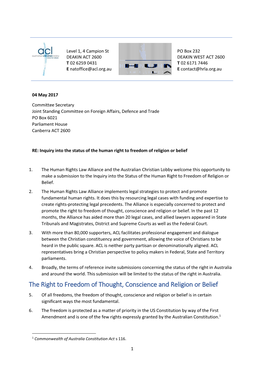 The Right to Freedom of Thought, Conscience and Religion Or Belief