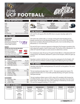 UCF FOOTBALL UCF Athletics Communications | UCF Bright House Networks Stadium, 4465 Knights Victory Way, Orlando, FL 32816 | Ucfknights.Com